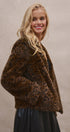 Oversized Leopard Print Faux Fur Jacket in Brown - Women's Jackets & Blazers | Urban Daizy