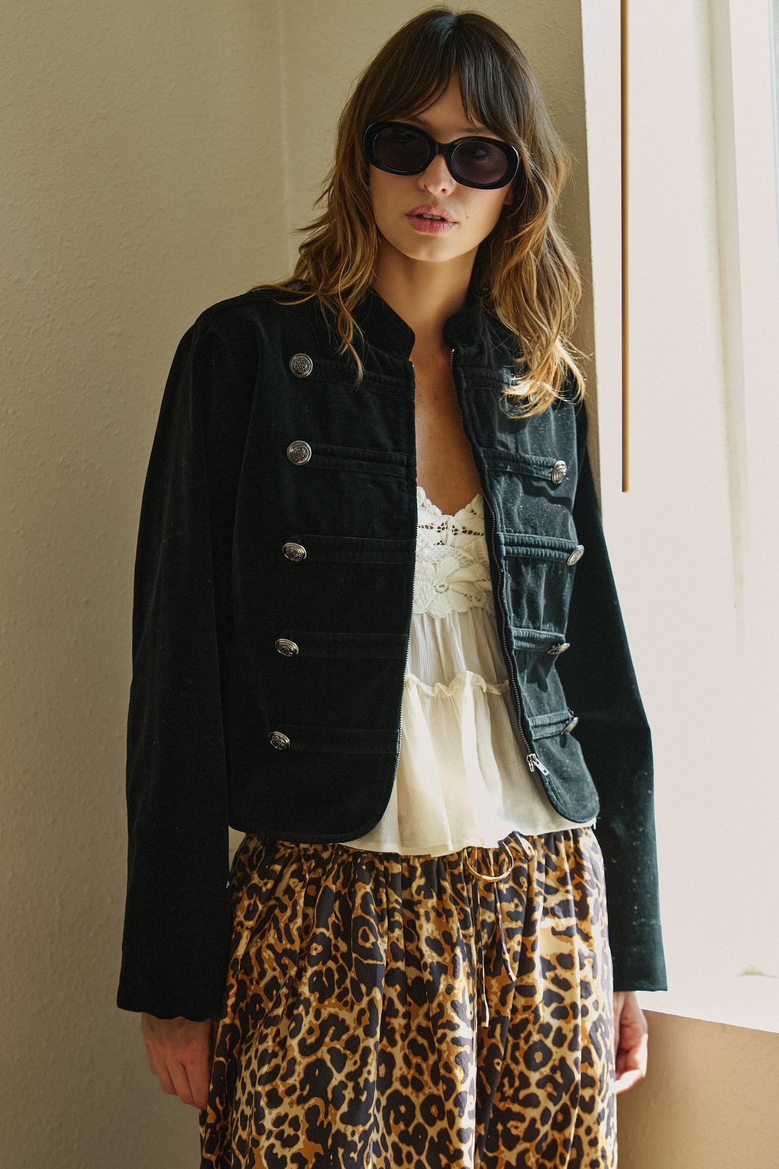 Regiment Velvet Napoleon Jacket in Black - Women's Jackets & Blazers | Urban Daizy