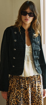 Regiment Velvet Napoleon Jacket in Black - Women's Jackets & Blazers | Urban Daizy