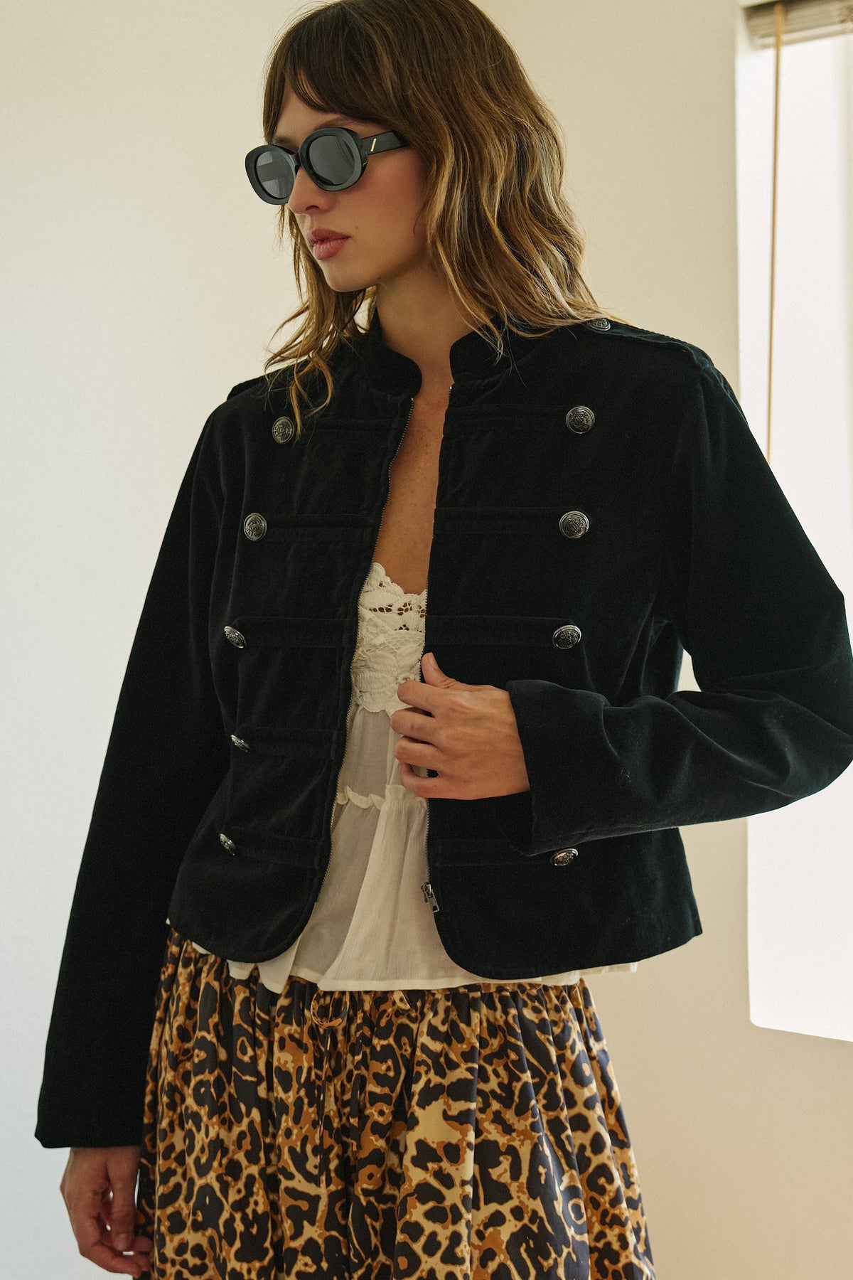 Regiment Velvet Napoleon Jacket in Black - Women's Jackets & Blazers | Urban Daizy