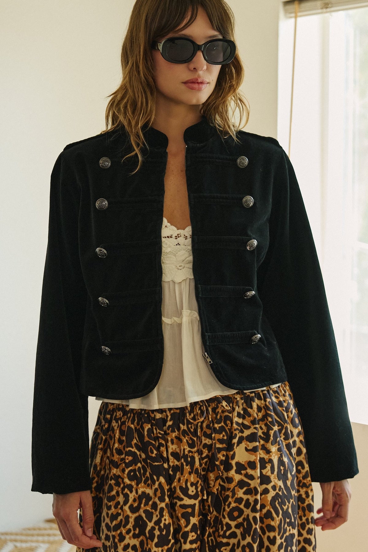 Regiment Velvet Napoleon Jacket in Black - Women's Jackets & Blazers | Urban Daizy