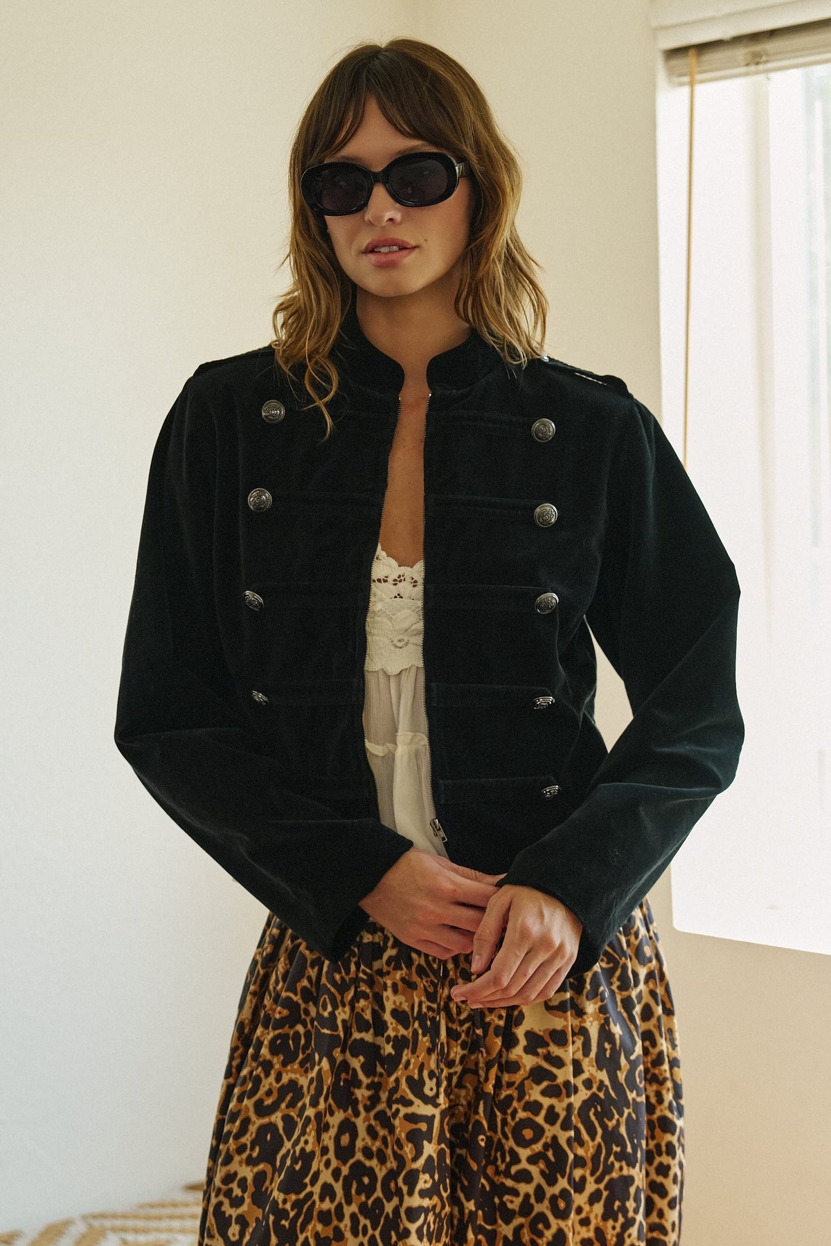 Regiment Velvet Napoleon Jacket in Black - Women's Jackets & Blazers | Urban Daizy