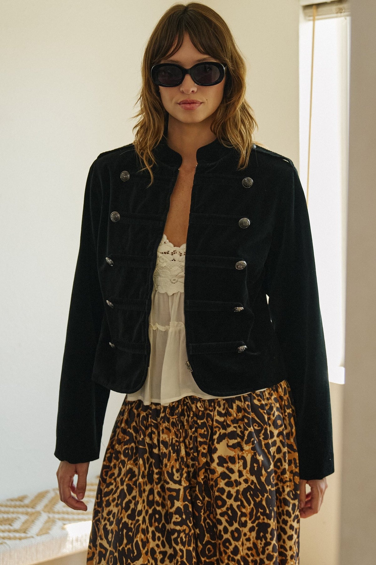 Regiment Velvet Napoleon Jacket in Black - Women's Jackets & Blazers | Urban Daizy