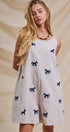 Embroidered Pony Cotton Linen Sleeveless Romper in Blue - Women's Jumpsuits & Rompers | Urban Daizy