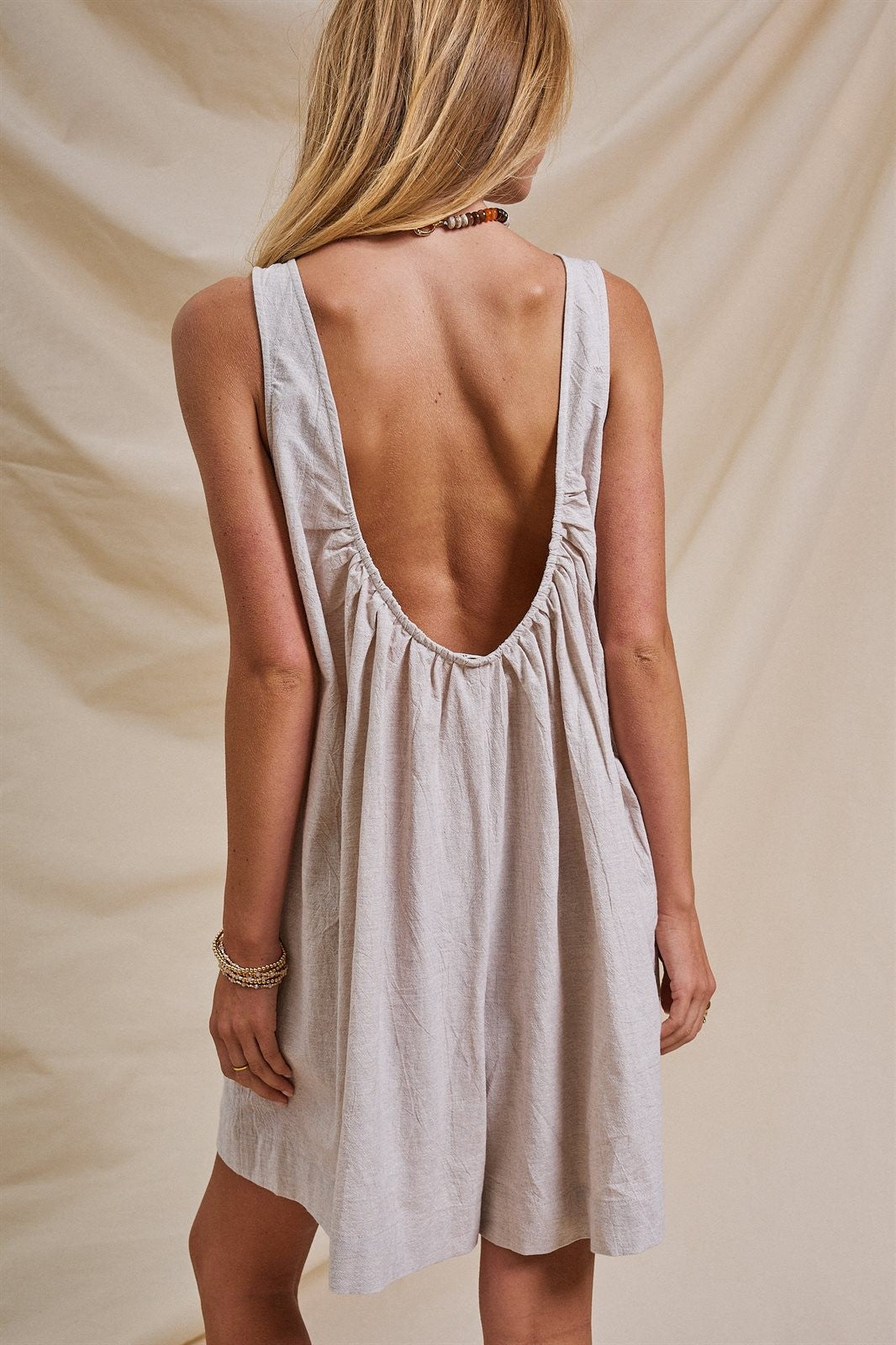 Embroidered Pony Cotton Linen Sleeveless Romper in Blue - Women's Jumpsuits & Rompers | Urban Daizy