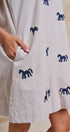 Embroidered Pony Cotton Linen Sleeveless Romper in Blue - Women's Jumpsuits & Rompers | Urban Daizy