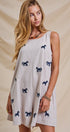 Embroidered Pony Cotton Linen Sleeveless Romper in Blue - Women's Jumpsuits & Rompers | Urban Daizy