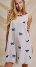 Embroidered Pony Cotton Linen Sleeveless Romper in Blue - Women's Jumpsuits & Rompers | Urban Daizy
