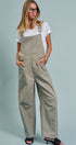 Wide-Leg Utility Denim Overalls with Adjustable Straps in Olive - Women's Jumpsuits & Rompers | Urban Daizy