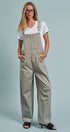 Wide-Leg Utility Denim Overalls with Adjustable Straps in Olive - Women's Jumpsuits & Rompers | Urban Daizy