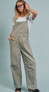 Wide-Leg Utility Denim Overalls with Adjustable Straps in Olive - Women's Jumpsuits & Rompers | Urban Daizy
