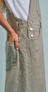 Wide-Leg Utility Denim Overalls with Adjustable Straps in Olive - Women's Jumpsuits & Rompers | Urban Daizy