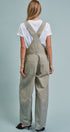 Wide-Leg Utility Denim Overalls with Adjustable Straps in Olive - Women's Jumpsuits & Rompers | Urban Daizy