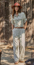 Cotton Utility Jumpsuit with Braided Belt in Khaki - Women's Jumpsuits | Urban Daizy
