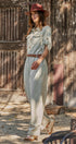 Cotton Utility Jumpsuit with Braided Belt in Khaki - Women's Jumpsuits | Urban Daizy