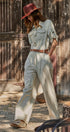 Cotton Utility Jumpsuit with Braided Belt in Khaki - Women's Jumpsuits | Urban Daizy