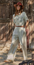 Cotton Utility Jumpsuit with Braided Belt in Khaki - Women's Jumpsuits | Urban Daizy