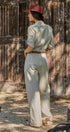 Cotton Utility Jumpsuit with Braided Belt in Khaki - Women's Jumpsuits | Urban Daizy