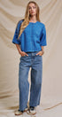 Cropped Knit Button-Front Cardigan Dropped Shoulder in Blue - Women's Fashion | Urban Daizy