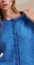 Cropped Knit Button-Front Cardigan Dropped Shoulder in Blue - Women's Fashion | Urban Daizy