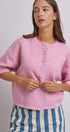Cropped Knit Button-Front Cardigan Dropped Shoulder in Pink - Women's Fashion | Urban Daizy