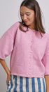 Cropped Knit Button-Front Cardigan Dropped Shoulder in Pink - Women's Fashion | Urban Daizy