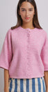Cropped Knit Button-Front Cardigan Dropped Shoulder in Pink - Women's Fashion | Urban Daizy