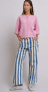 Cropped Knit Button-Front Cardigan Dropped Shoulder in Pink - Women's Fashion | Urban Daizy