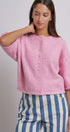 Cropped Knit Button-Front Cardigan Dropped Shoulder in Pink - Women's Fashion | Urban Daizy