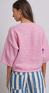 Cropped Knit Button-Front Cardigan Dropped Shoulder in Pink - Women's Fashion | Urban Daizy