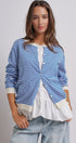 Breton Striped Knit Button Front Cardigan in Blue Ivory - Women's Fashion | Urban Daizy