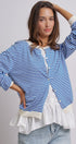 Breton Striped Knit Button Front Cardigan in Blue Ivory - Women's Fashion | Urban Daizy