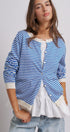 Breton Striped Knit Button Front Cardigan in Blue Ivory - Women's Fashion | Urban Daizy