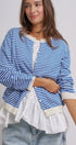 Breton Striped Knit Button Front Cardigan in Blue Ivory - Women's Fashion | Urban Daizy