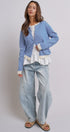 Breton Striped Knit Button Front Cardigan in Blue Ivory - Women's Fashion | Urban Daizy
