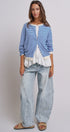 Breton Striped Knit Button Front Cardigan in Blue Ivory - Women's Fashion | Urban Daizy