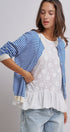 Breton Striped Knit Button Front Cardigan in Blue Ivory - Women's Fashion | Urban Daizy