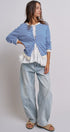 Breton Striped Knit Button Front Cardigan in Blue Ivory - Women's Fashion | Urban Daizy