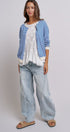 Breton Striped Knit Button Front Cardigan in Blue Ivory - Women's Fashion | Urban Daizy