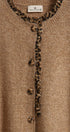 Leopard Trim Knit Button Cardigan in Camel - Women's Fashion | Urban Daizy