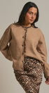 Leopard Trim Knit Button Cardigan in Camel - Women's Fashion | Urban Daizy