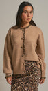 Leopard Trim Knit Button Cardigan in Camel - Women's Fashion | Urban Daizy
