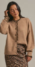 Leopard Trim Knit Button Cardigan in Camel - Women's Fashion | Urban Daizy