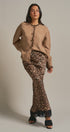 Leopard Trim Knit Button Cardigan in Camel - Women's Fashion | Urban Daizy