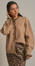 Leopard Trim Knit Button Cardigan in Camel - Women's Fashion | Urban Daizy