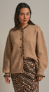 Leopard Trim Knit Button Cardigan in Camel - Women's Fashion | Urban Daizy