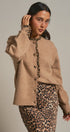 Leopard Trim Knit Button Cardigan in Camel - Women's Fashion | Urban Daizy