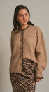 Leopard Trim Knit Button Cardigan in Camel - Women's Fashion | Urban Daizy