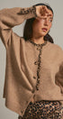 Leopard Trim Knit Button Cardigan in Camel - Women's Fashion | Urban Daizy