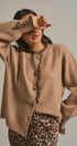Leopard Trim Knit Button Cardigan in Camel - Women's Fashion | Urban Daizy